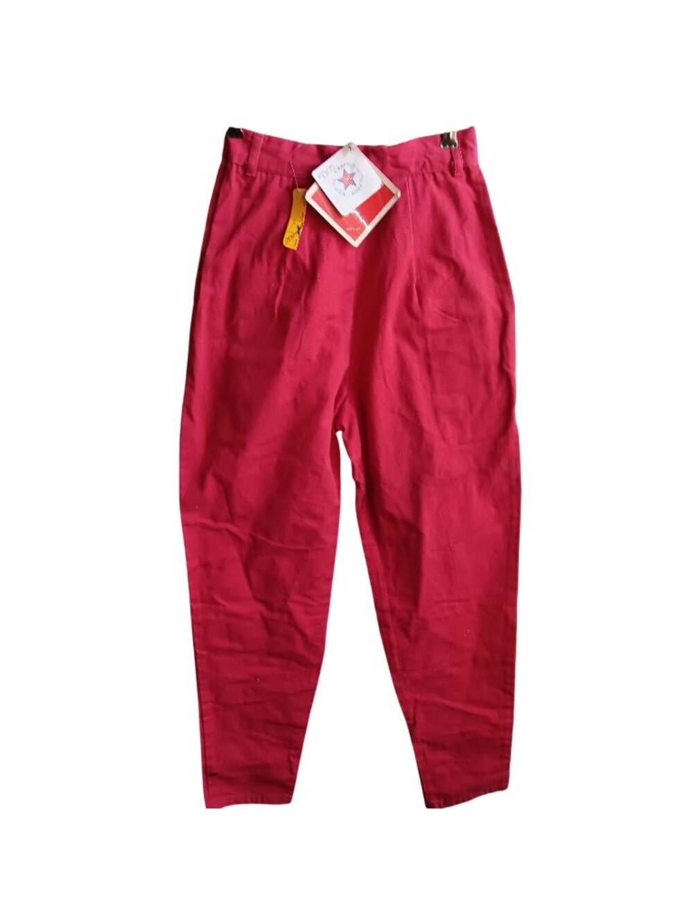 NEW Womens Vintage Jeans 23x29 sz 3 80s HANG TEN HIGH WAIST RED SIDE BUTTON
